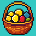Quant Basket logo: a pixel basket full of coins